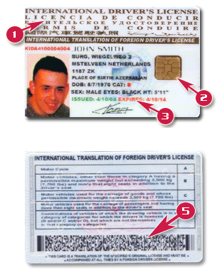 International Driver’s License Card (Golden Style. Sample images of the front and back sides)